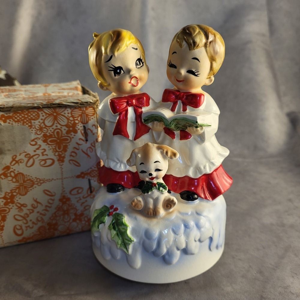 Josef Originals Musical Choir Boys W/Puppy "Silent Night" & Original Box
